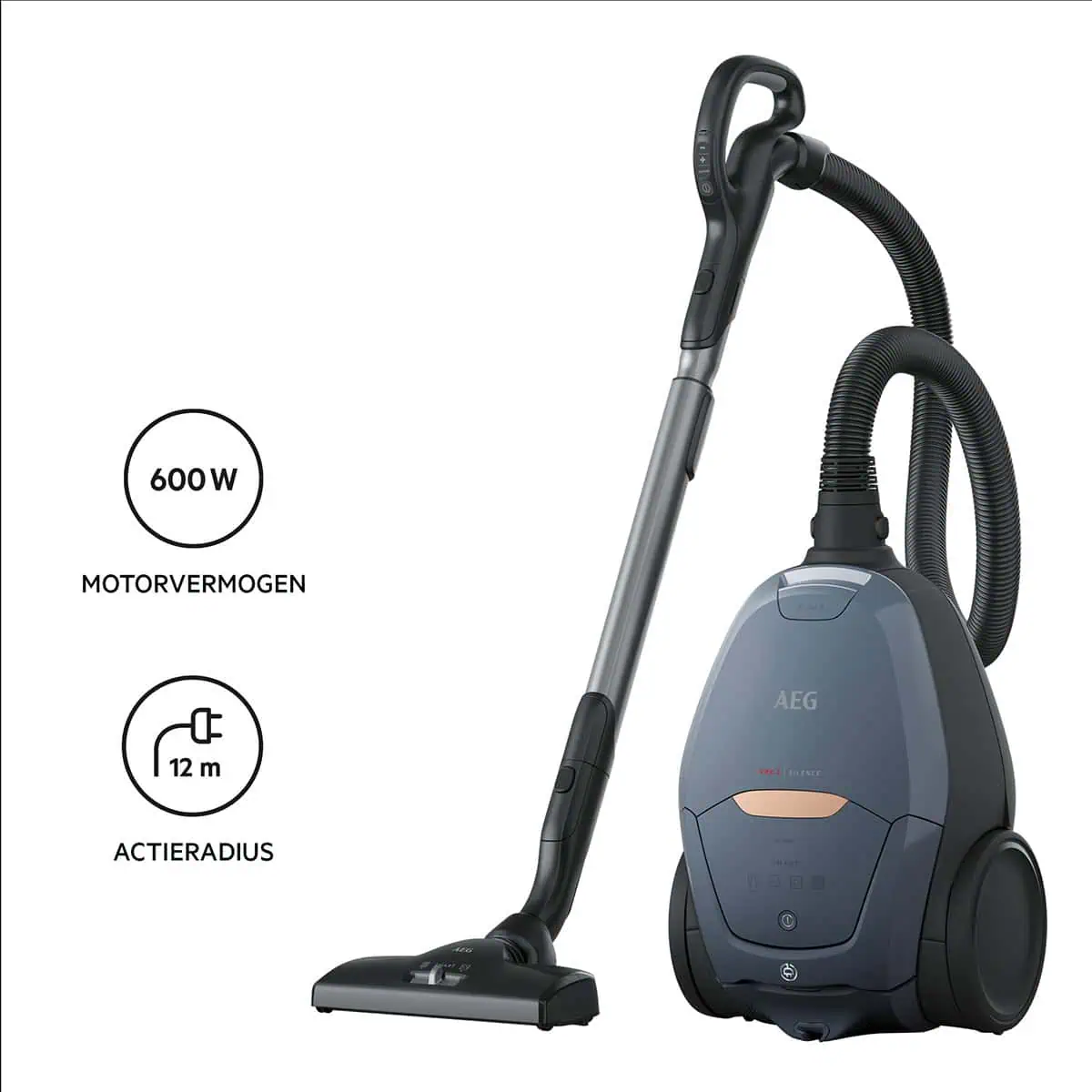 جاروبرقی سایلنت آاگ AEG VX82-1-5DB با توان موتور ۶۰۰ وات و شعاع عملکرد وسیع ۱۲ متر