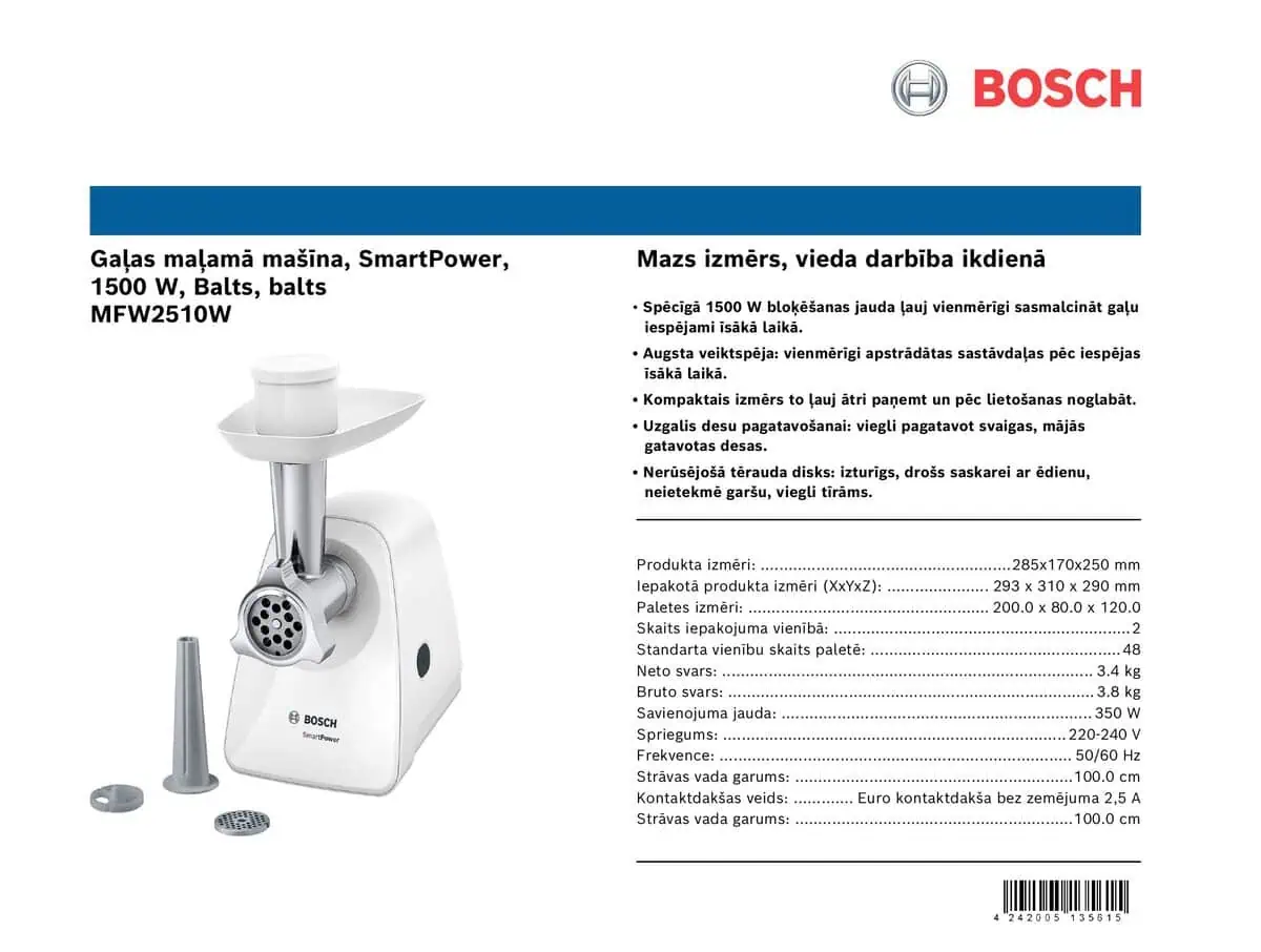 چرخ گوشت بوش مدل Bosch MFW2510W