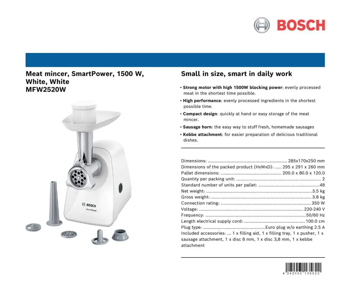 چرخ گوشت بوش مدل Bosch MFW2520W