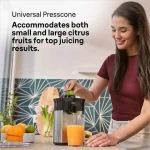 استفاده از آب مرکبات‌گیر براون Braun CJ5050 با مخروط یونیورسال برای آبگیری لیمو و پرتقال – مناسب مرکبات کوچک و بزرگ