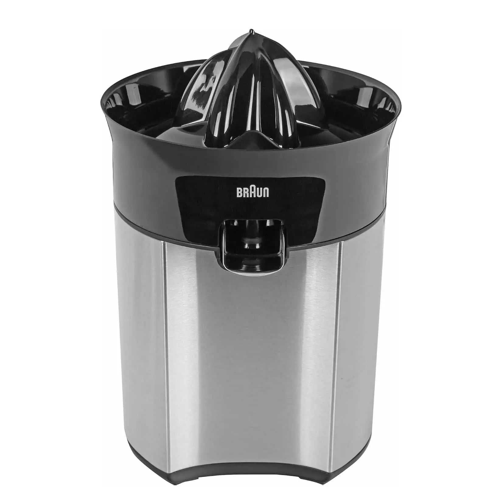 بدنه استیل و نازل ضدچکه آب مرکبات‌گیر Braun CJ5050 در نمای جلو