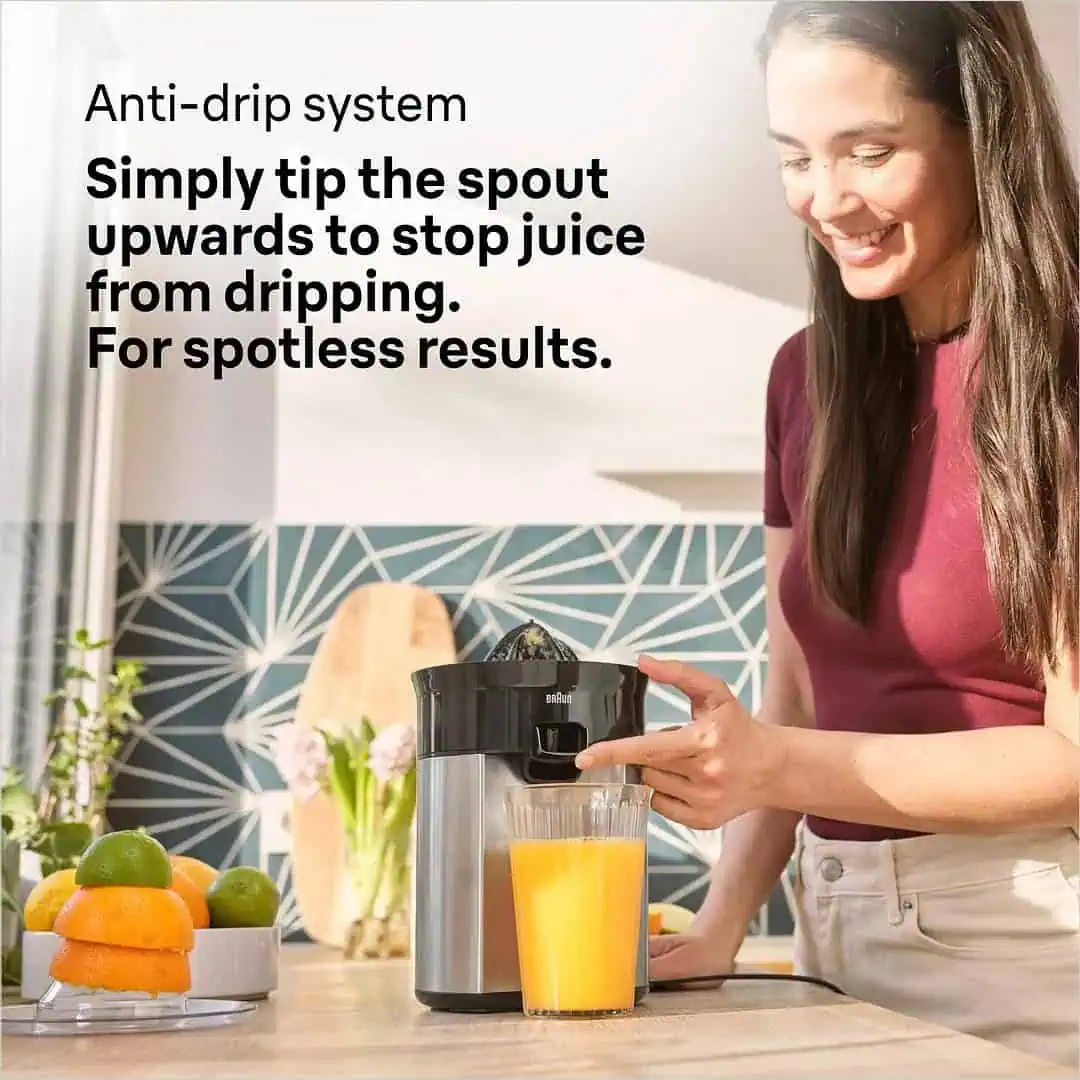 عملکرد سیستم ضدچکه Braun CJ5050 در حین آبگیری مرکبات توسط کاربر