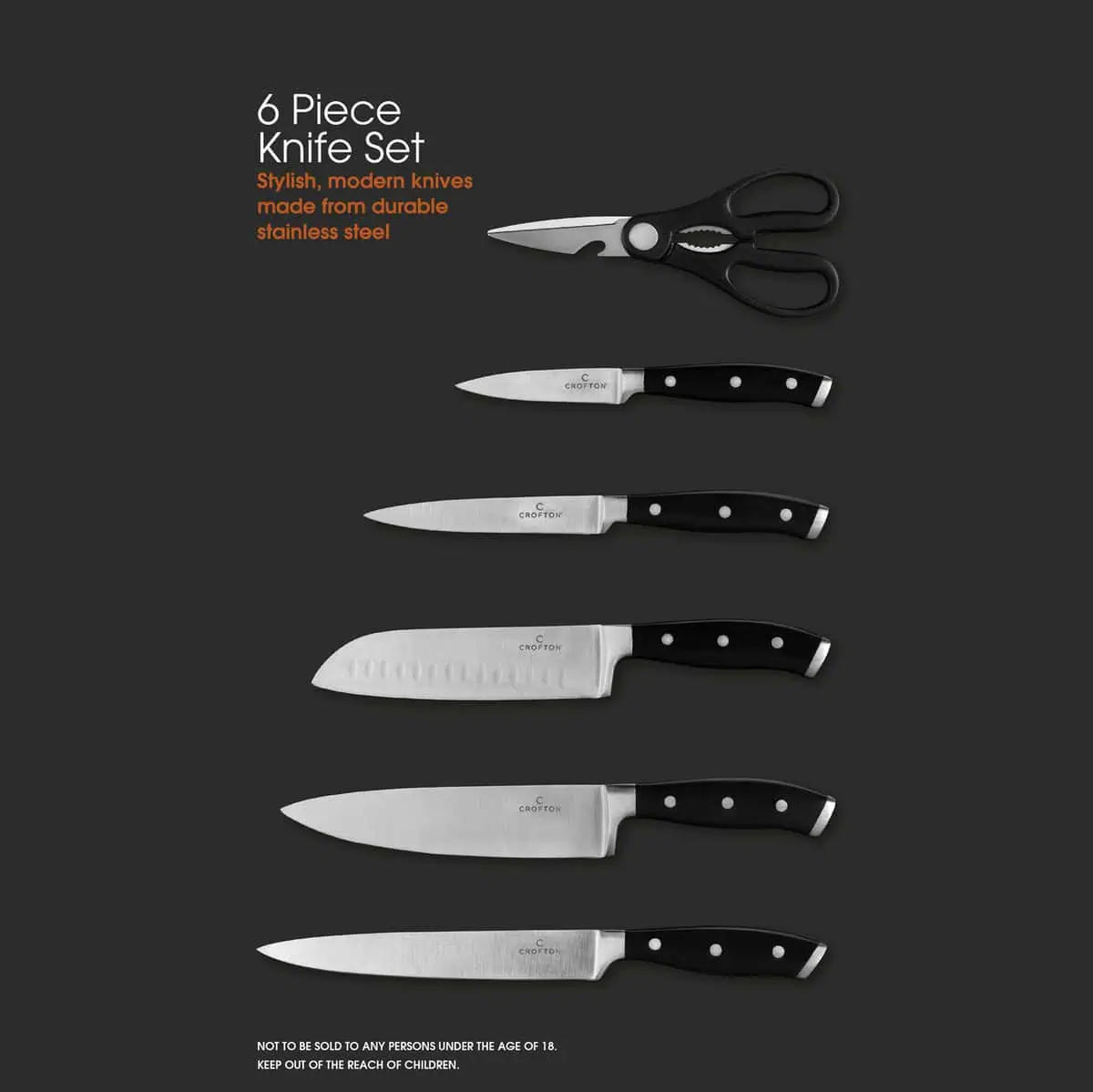 ست چاقو 6 تکه کرافتن آلمان با استند چوبی Crofton 6-Telig Messerblock