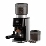 سیاب قهوه Dassler MYLOS Pro با تیغه مخروطی، خروجی مستقیم روی پرتافیلتر و محفظه جمع‌آوری پودر قهوه.