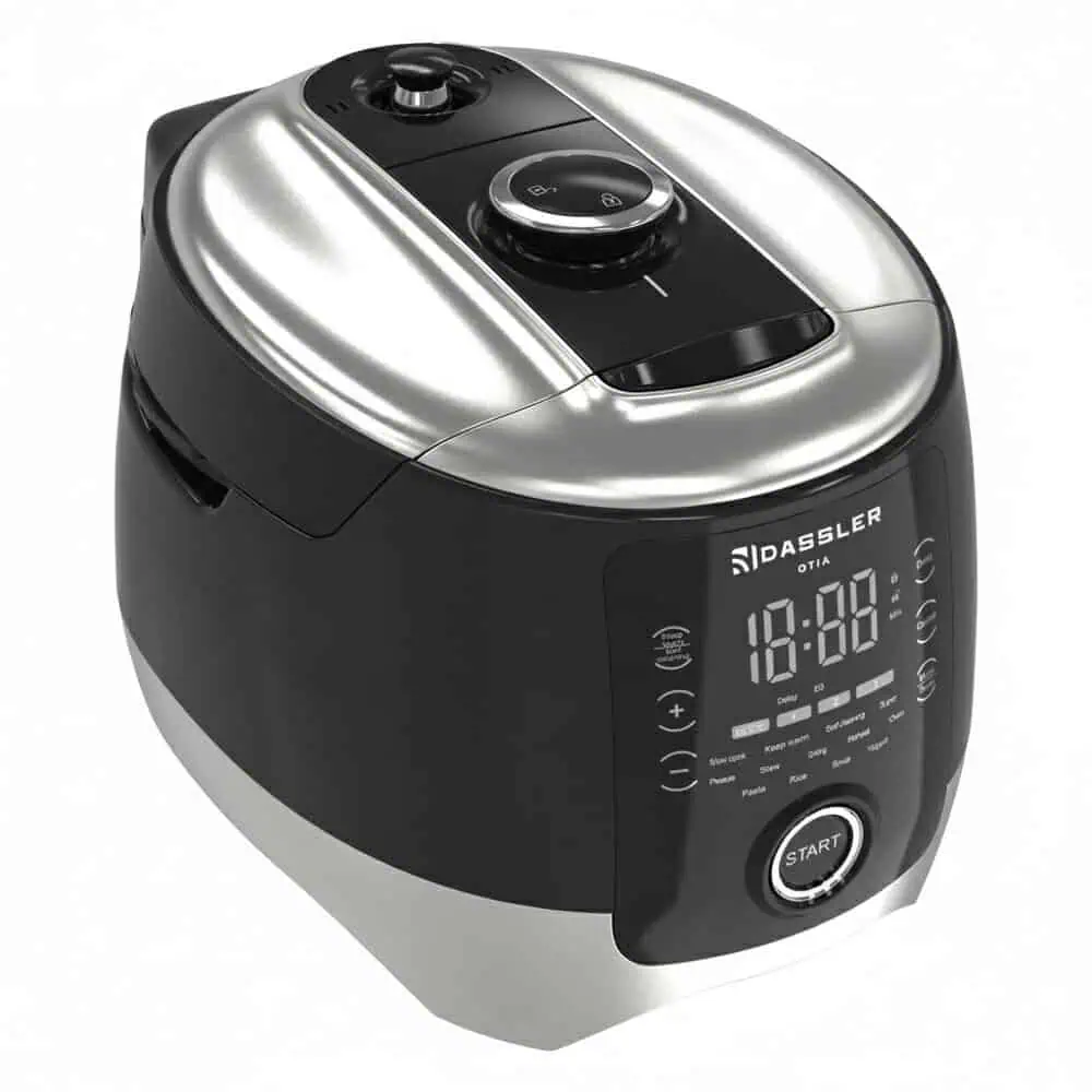 زودپز و مولتی کوکر داسلر Dassler OTIA از زاویه کناری با پنل کنترل لمسی