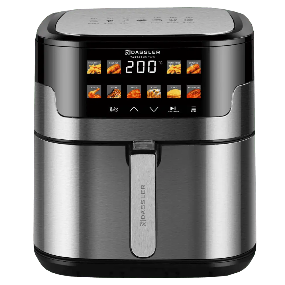 نمای جلویی سرخ کن بدون روغن داسلر Tartarus Two با صفحه دیجیتال و سبد استیل بدون پنجره دید داخلی