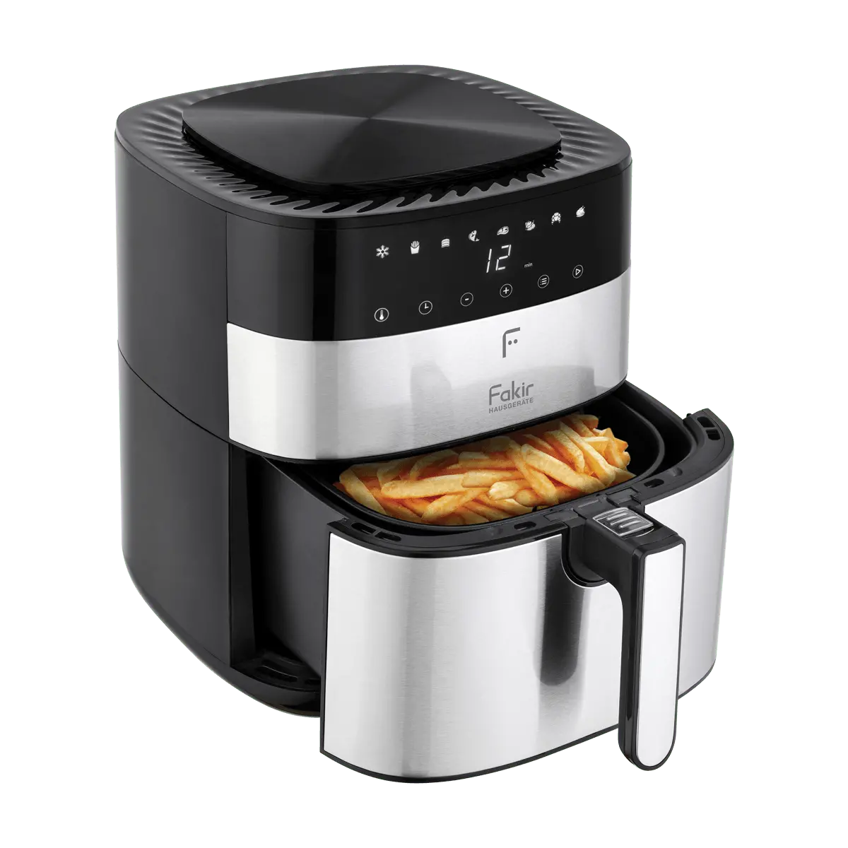 سرخ‌کن Fakir Chefry Uno هنگام پخت سیب‌زمینی با سبد بیرون کشیده