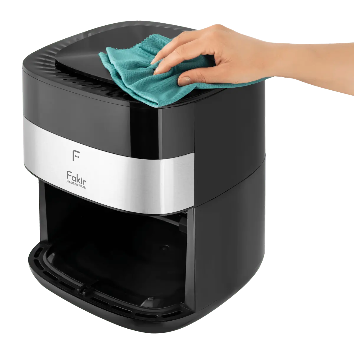 تمیز کردن قسمت بالایی سرخ‌کن Fakir Chefry Uno با دستمال