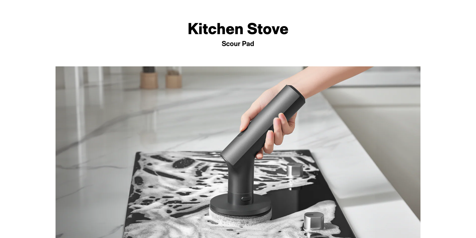 تمیزکاری سطح آشپزخانه با اسکرابر شارژی هوتو HOTO QWQJS001 – مناسب سطوح چرب و لکهدار