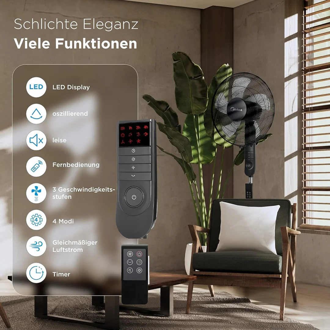 توضیح دکمه های ریموت کنترل پنکه ایستاده میدیا مدل FS40-15FR