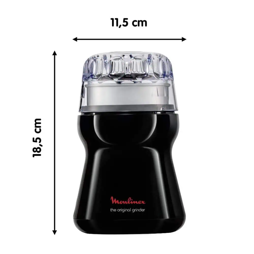 ابعاد آسیاب برقی مولینکس AR110830 با ارتفاع ۱۸.۵ سانتیمتر و عرض ۱۱.۵ سانتیمتر