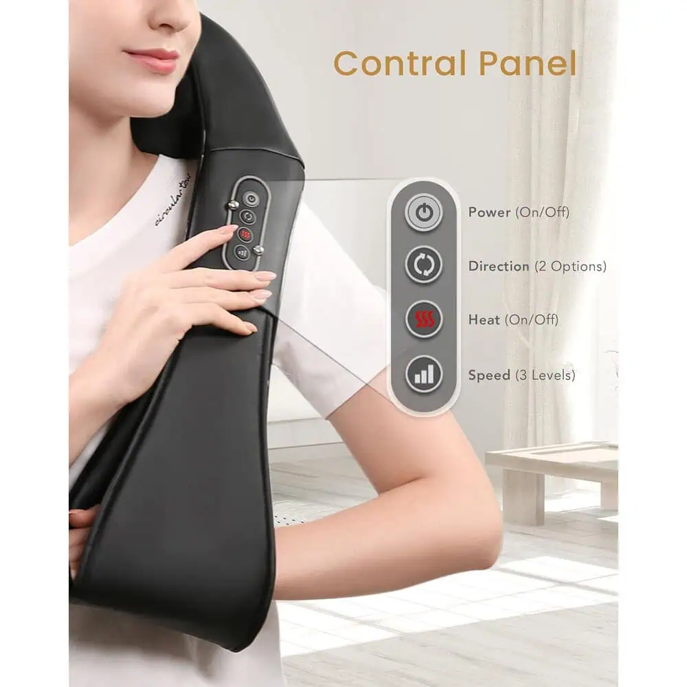 پنل کنترل جانبی ماساژور نایپو با گزینههای روشن و خاموش، جهت ماساژ، گرمایش و سه سطح سرعت