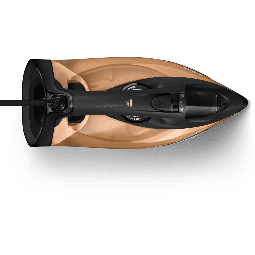 نمای بالا از اتو بخار فیلیپس DST7040 با دکمهها و تنظیمات دما و بخار سری 7000