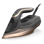اتو بخار هوشمند فیلیپس Philips DST8041 از نمای کناری با طراحی مشکی و رزگلد سری Azur 8000