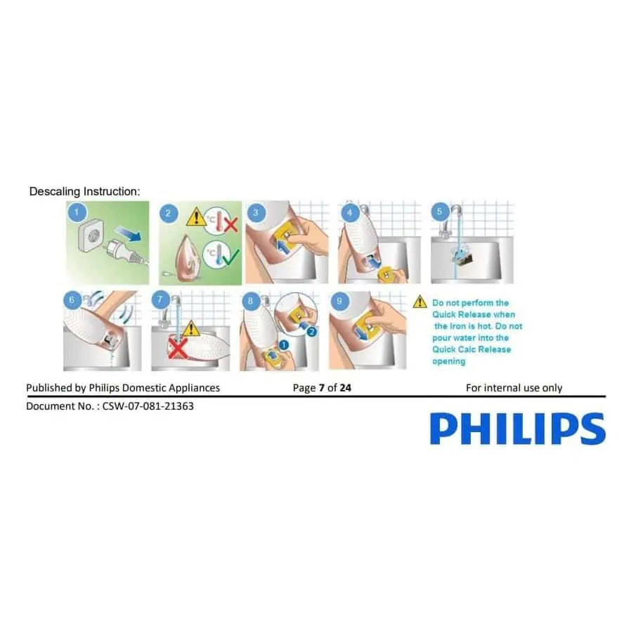 دستورالعمل رسوب‌زدایی اتو بخار فیلیپس DST8041 شامل مراحل تخلیه، شستشو و نگهداری صحیح دستگاه