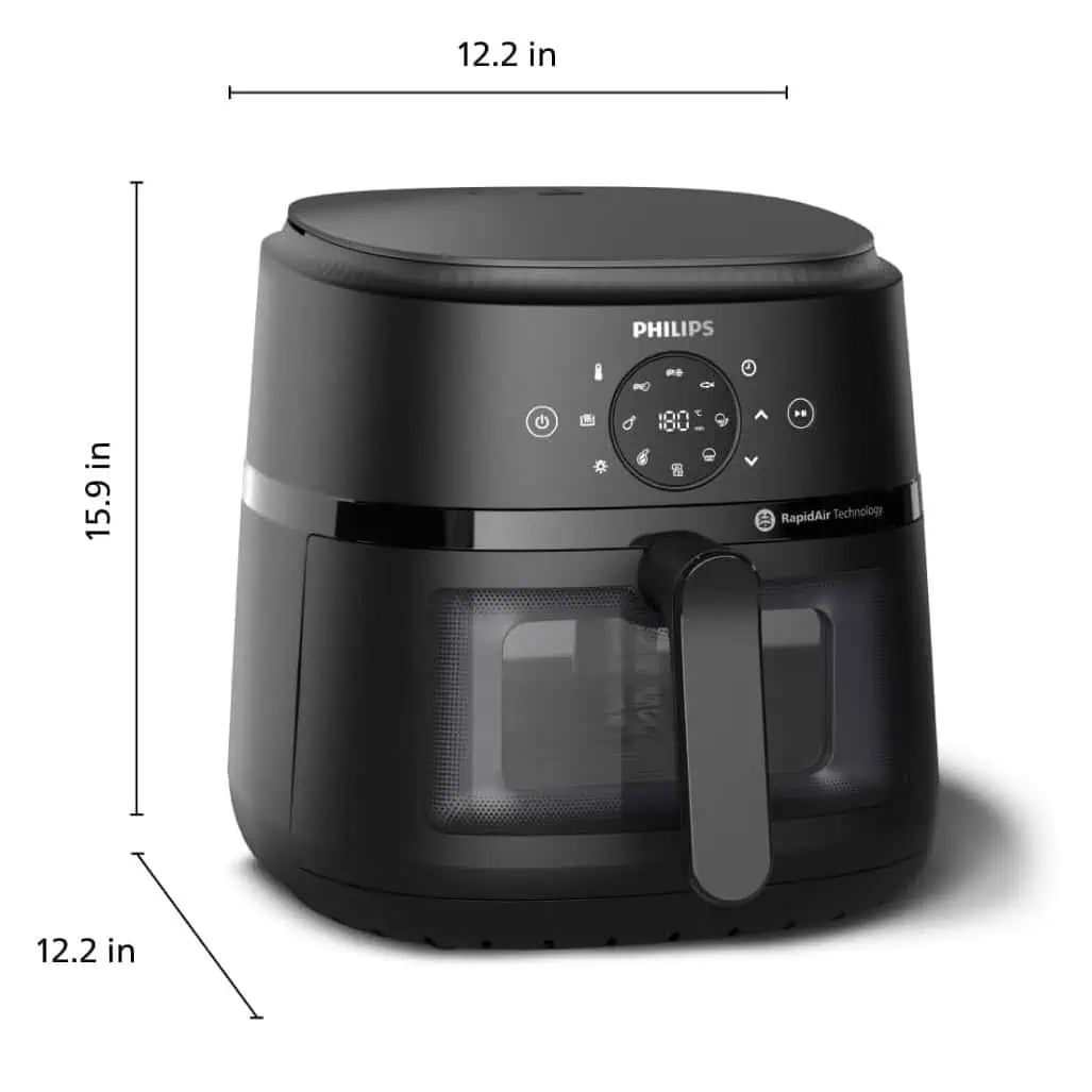 ابعاد دقیق سرخ کن فیلیپس Philips NA230 به اینچ، طراحی جمعوجور و مناسب برای آشپزخانه