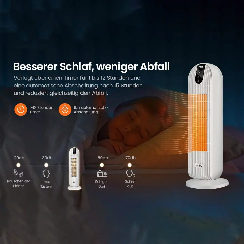 بخاری برقی SEJOY DNQ-C20H5 مناسب خواب با عملکرد کمصدا و تایمر قابل تنظیم