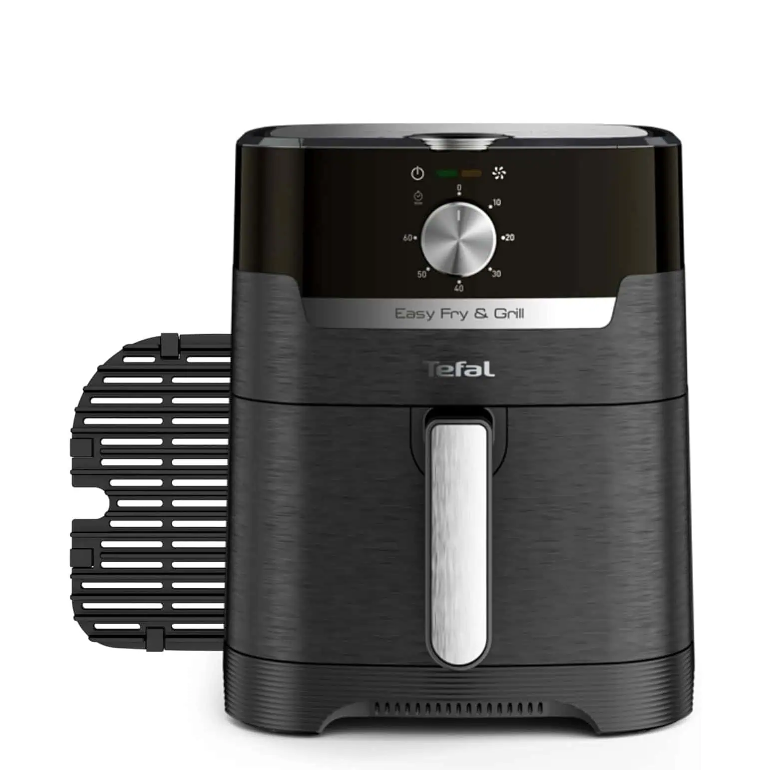 سرخکن بدون روغن و گریل ۴.۱ لیتری تفال Tefal EY501 با طراحی مشکی و بدنه فلزی برسخورده