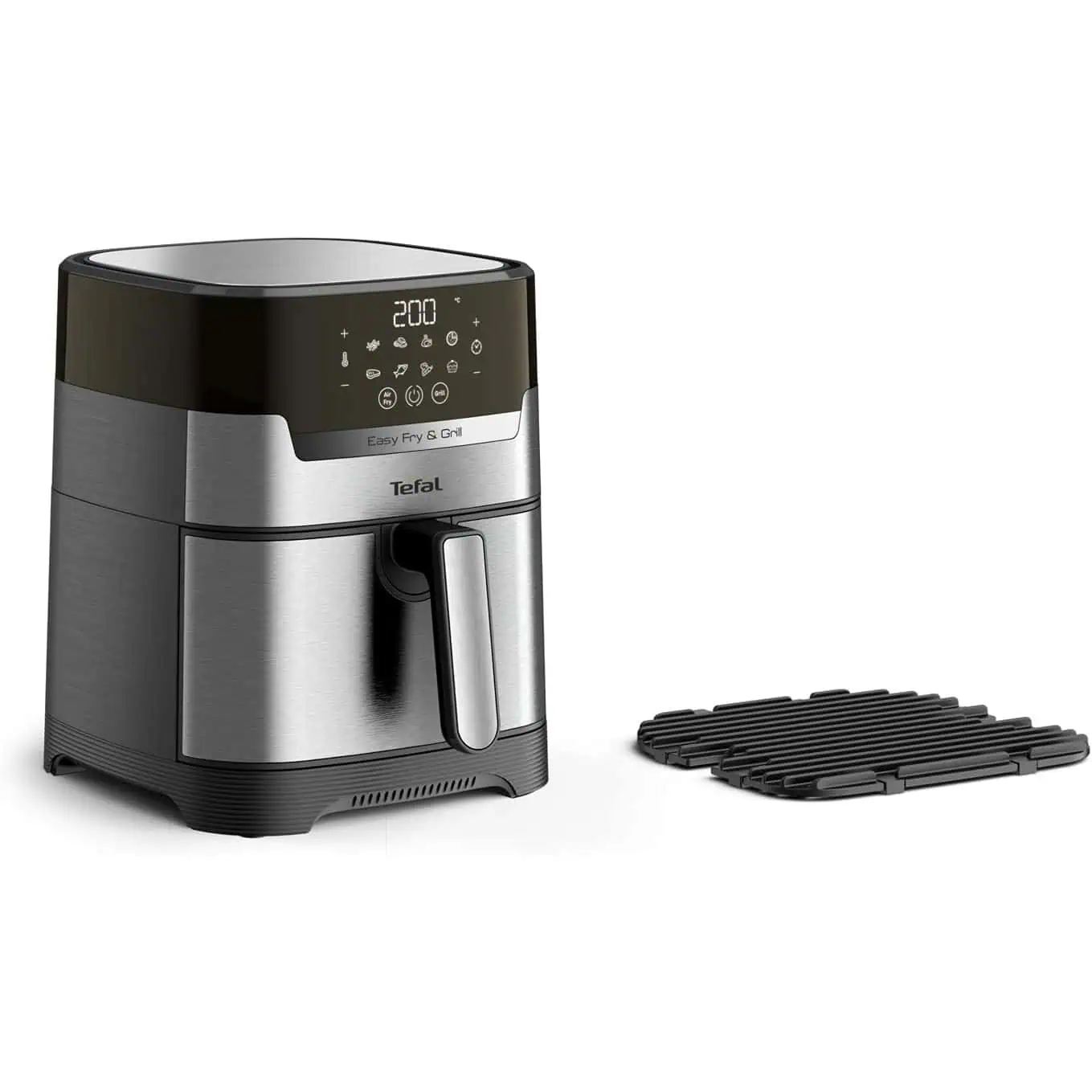 نمای جانبی سرخکن و گریل تفال Tefal Easy Fry & Grill EY505 همراه با صفحه گریل جداشونده