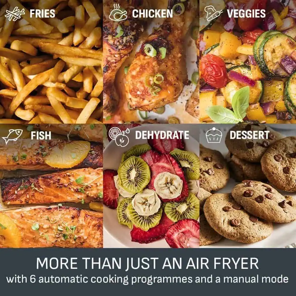 برنامههای پخت مختلف سرخکن EY942 تفال برای سیبزمینی، مرغ، ماهی، سبزیجات، خشککردن و دسر