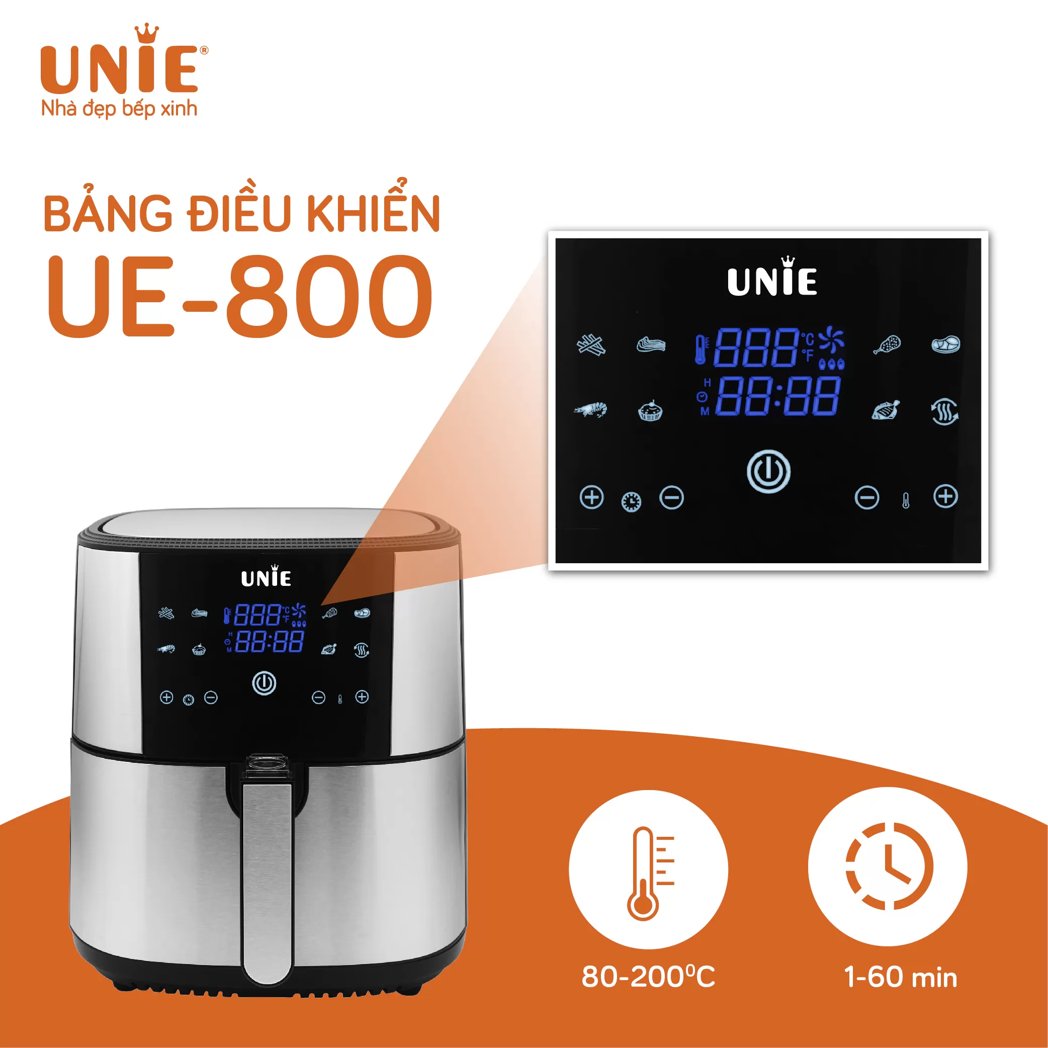 سرخ کن بدون روغن 8 لیتری یونی ویتنام Unie UE-800