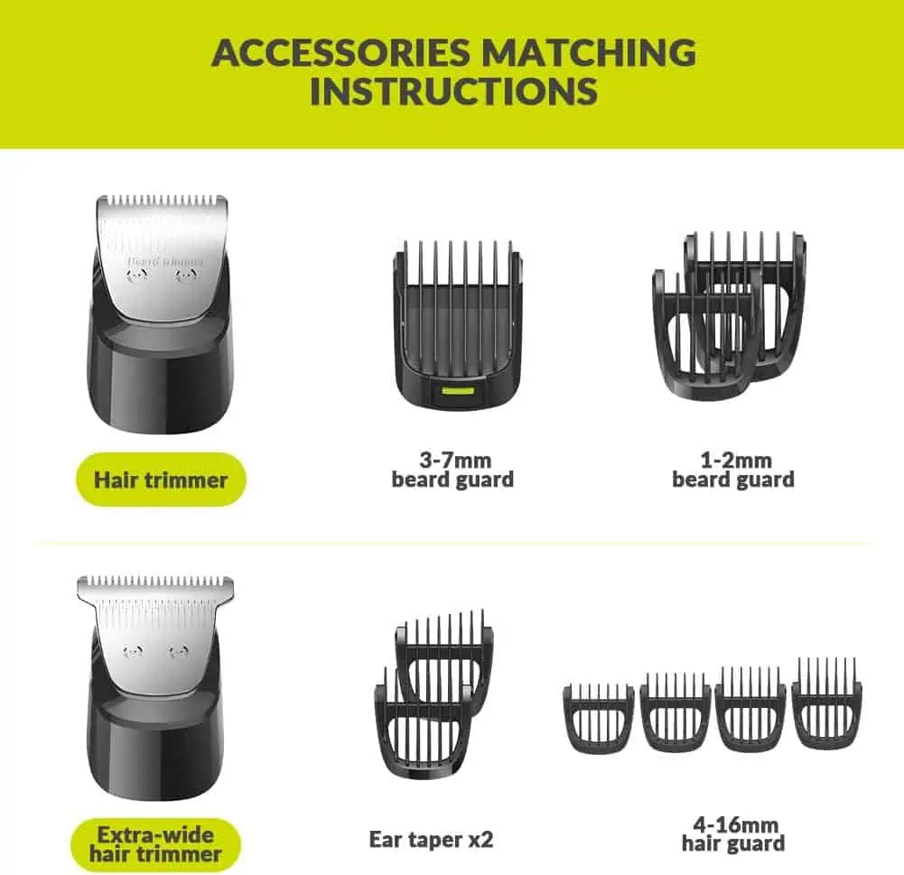 نشان دادن دو نوع سری ریش‌تراش والریا AV-1000 با انواع شانه های متناسب با هر کدوم