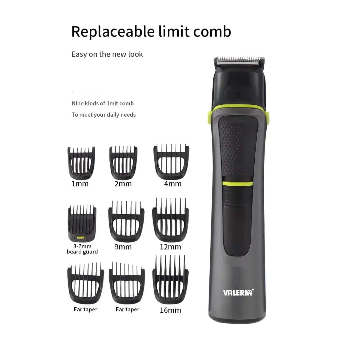 نمایش ریش‌تراش والریا AV-1000 با تمام شانه ها